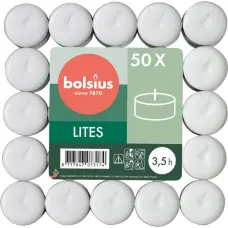 Bolsius Tējas sveces 50gab. baltas