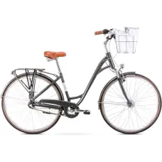 Romet City bike Art Deco Classic with front basket, grey, frame size L