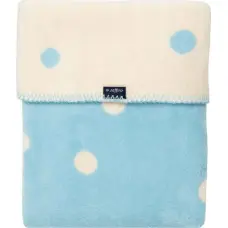 Womar Blanket - WOMAR - COTTON - DOTS - size 75x100  - ECRU / BLUE